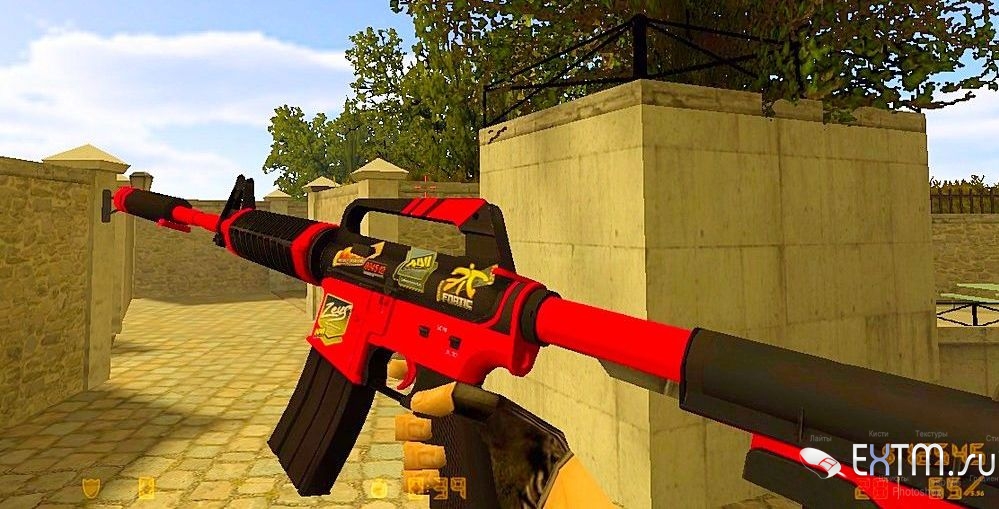 М4А1 «Red Pleasure» C наклейками для кс 1.6