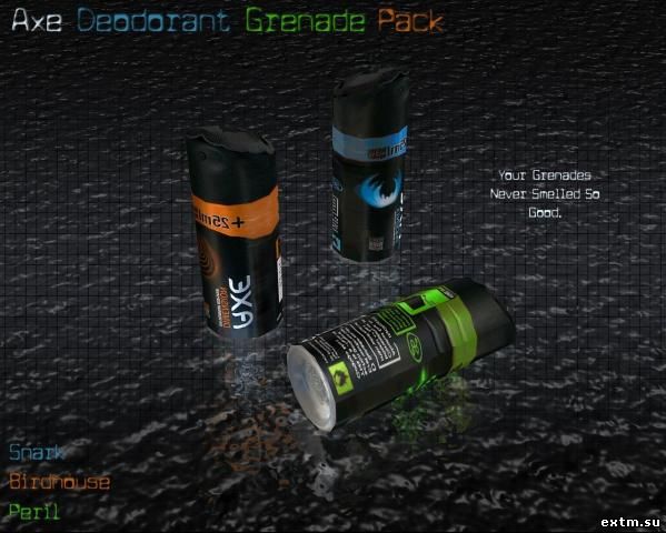 Модели гранат в стиле AXE Deodorant